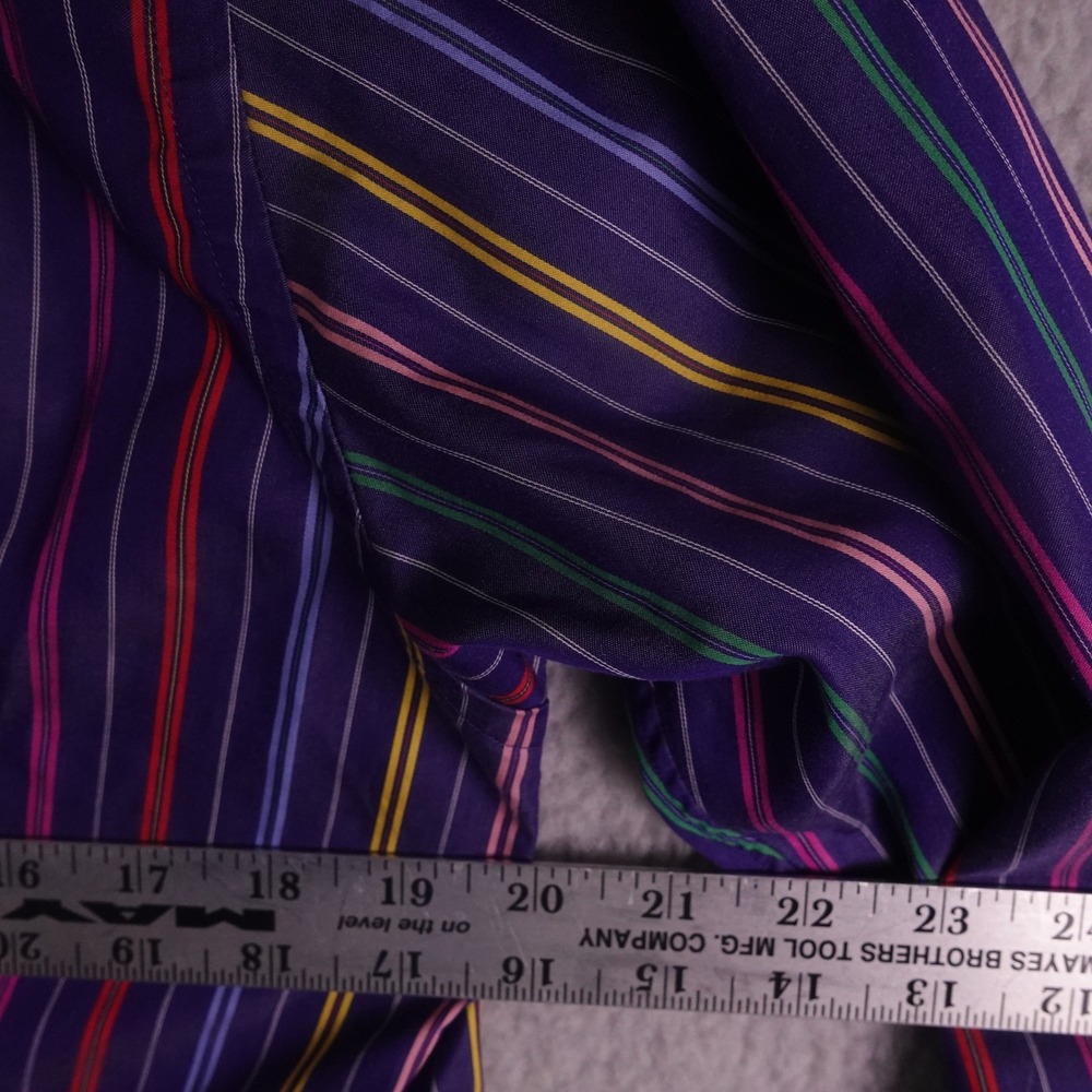 Eton Contemporary Fit Dress Shirt Mens 16.5/42 Purple Multi Color Stripe Cotton - Picture 7 of 8